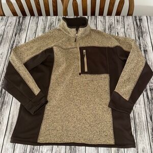Heybo 1/4 Zip Fleece Pullover Large Brown Men's Outdoors Jacket Fishing Hiking
